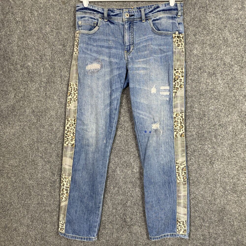 Pilcro The Slim Boyfriend Jeans Womens Size 27 Blue Crop Side Stripe Seam